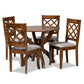 Beth Modern and Contemporary Grey Fabric Upholstered and Walnut Brown Finished Wood 5-Piece Dining Set FredCo