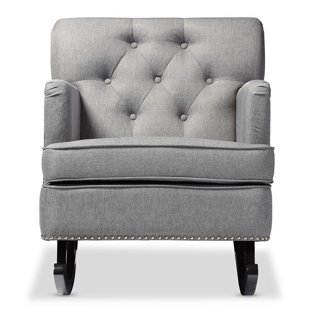 Bethany Modern and Contemporary Grey Fabric Upholstered Button-tufted Rocking Chair FredCo