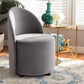 Bethel Glam and Luxe Grey Velvet Fabric Upholstered Rolling Accent Chair FredCo