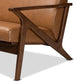 Bianca Mid-Century Modern Walnut Brown Finished Wood and Tan Faux Leather Effect Loveseat FredCo
