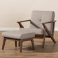 Bianca Mid-Century Modern Walnut Wood Light Grey Fabric Tufted Lounge Chair And Ottoman Set FredCo
