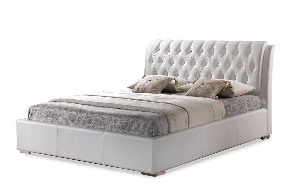 Bianca White Modern Bed with Tufted Headboard - Full Size FredCo