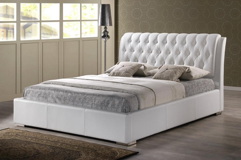 Bianca White Modern Bed with Tufted Headboard - Full Size FredCo