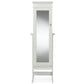 Bimini White Finish Wood Crown Moulding Top Free Standing Full Length Cheval Mirror Jewelry Armoire FredCo