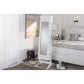Bimini White Finish Wood Crown Moulding Top Free Standing Full Length Cheval Mirror Jewelry Armoire FredCo