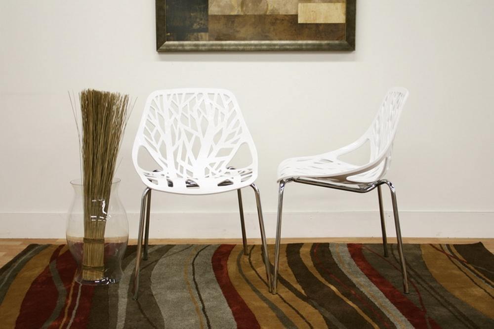 Birch Sapling White Plastic Accent / Dining Chair (Set of 2) FredCo