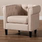 Bisset Classic and Traditional Beige Fabric Upholstered Chesterfield Chair FredCo