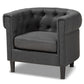 Bisset Classic and Traditional Gray Fabric Upholstered Chesterfield Chair FredCo