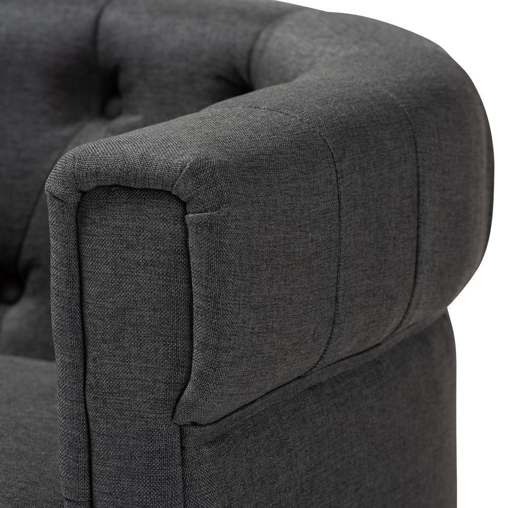 Bisset Classic and Traditional Gray Fabric Upholstered Chesterfield Chair FredCo