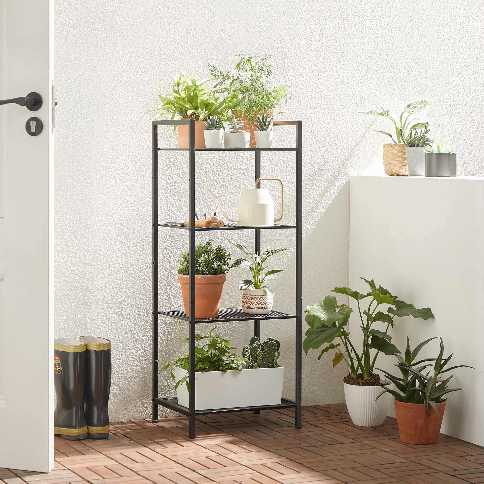 Black 4-Tier Storage Unit with Adjustable Shelves FredCo