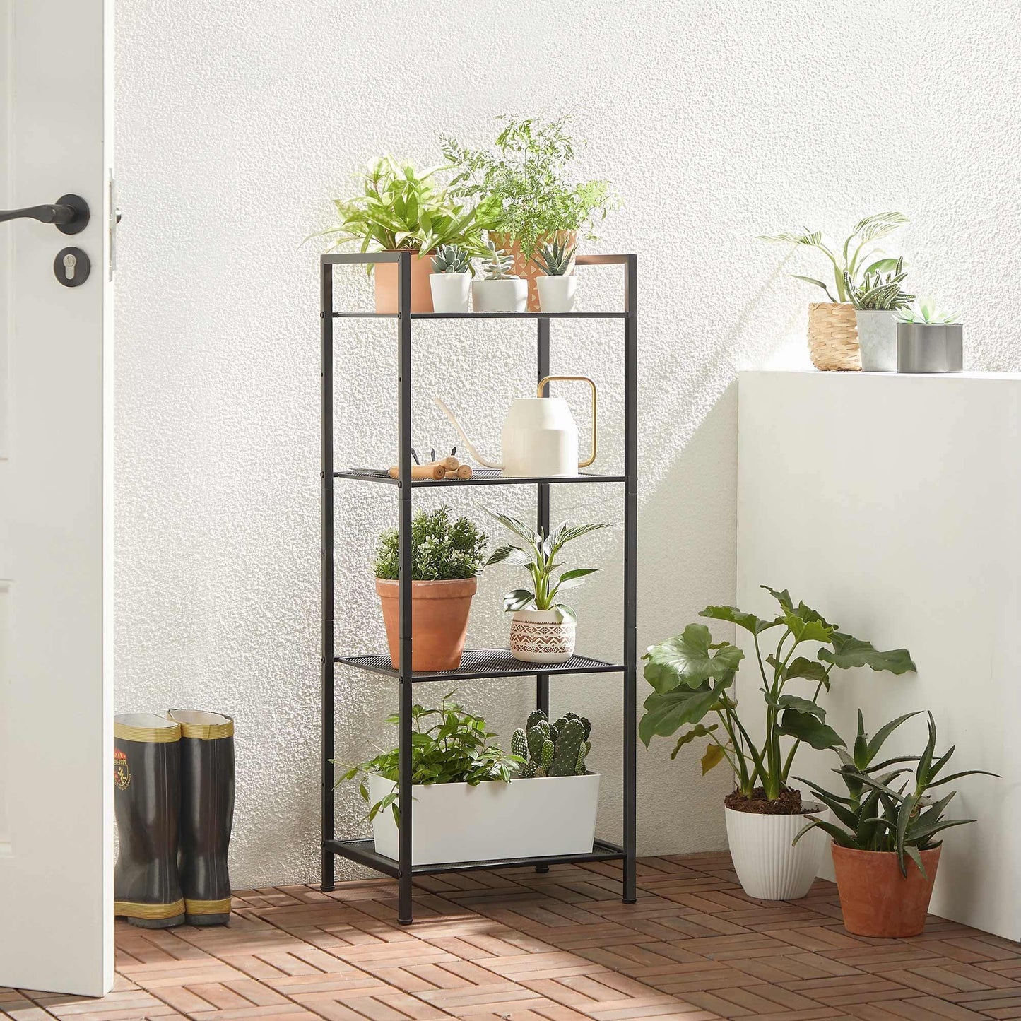 Black 4-Tier Storage Unit with Adjustable Shelves FredCo