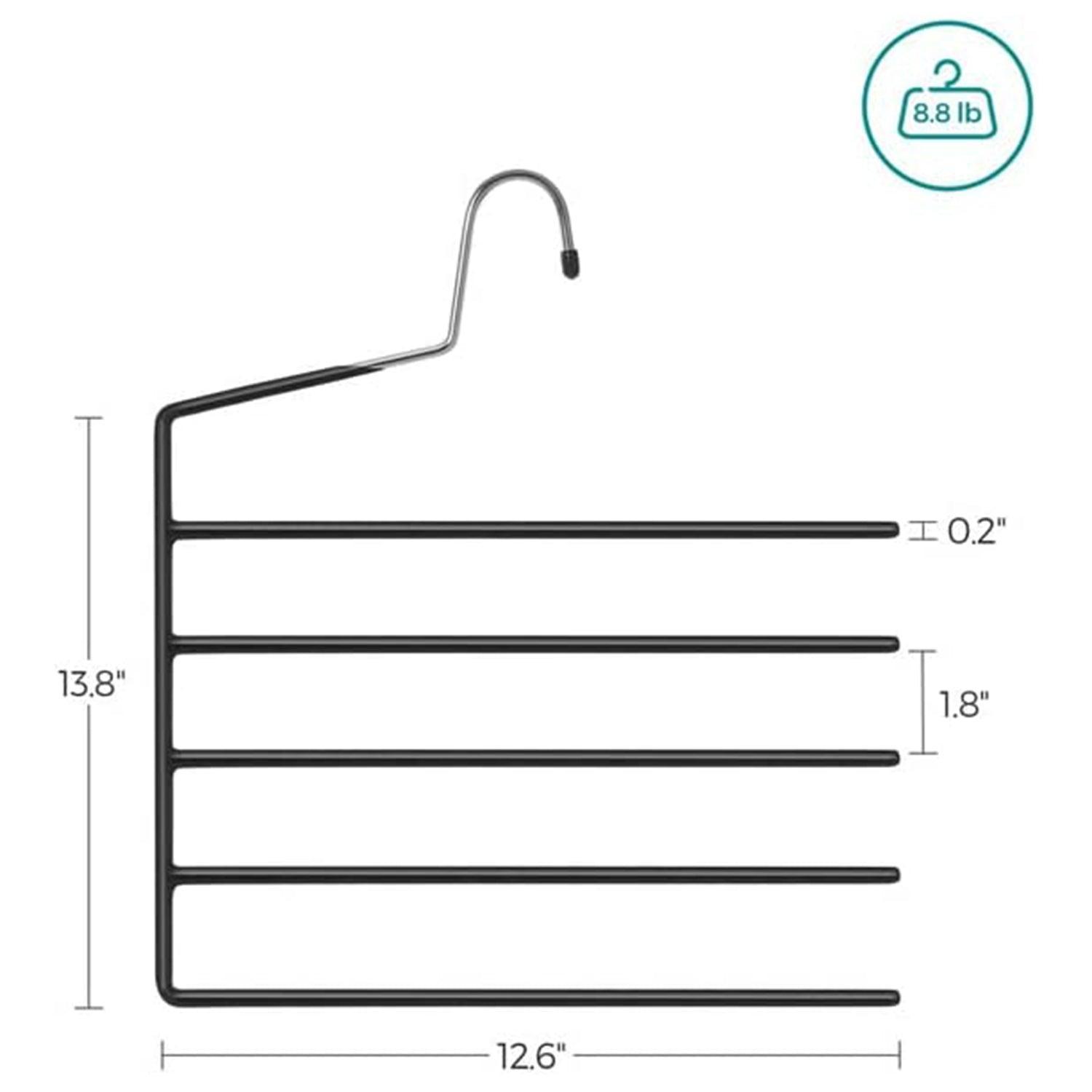 Black 5-Bar Pants Hangers, Pack of 6 FredCo