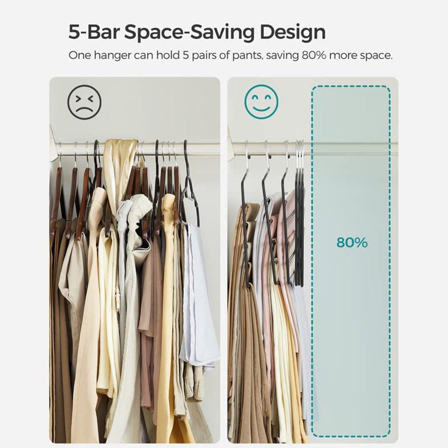 Black 5-Bar Pants Hangers, Pack of 6 FredCo