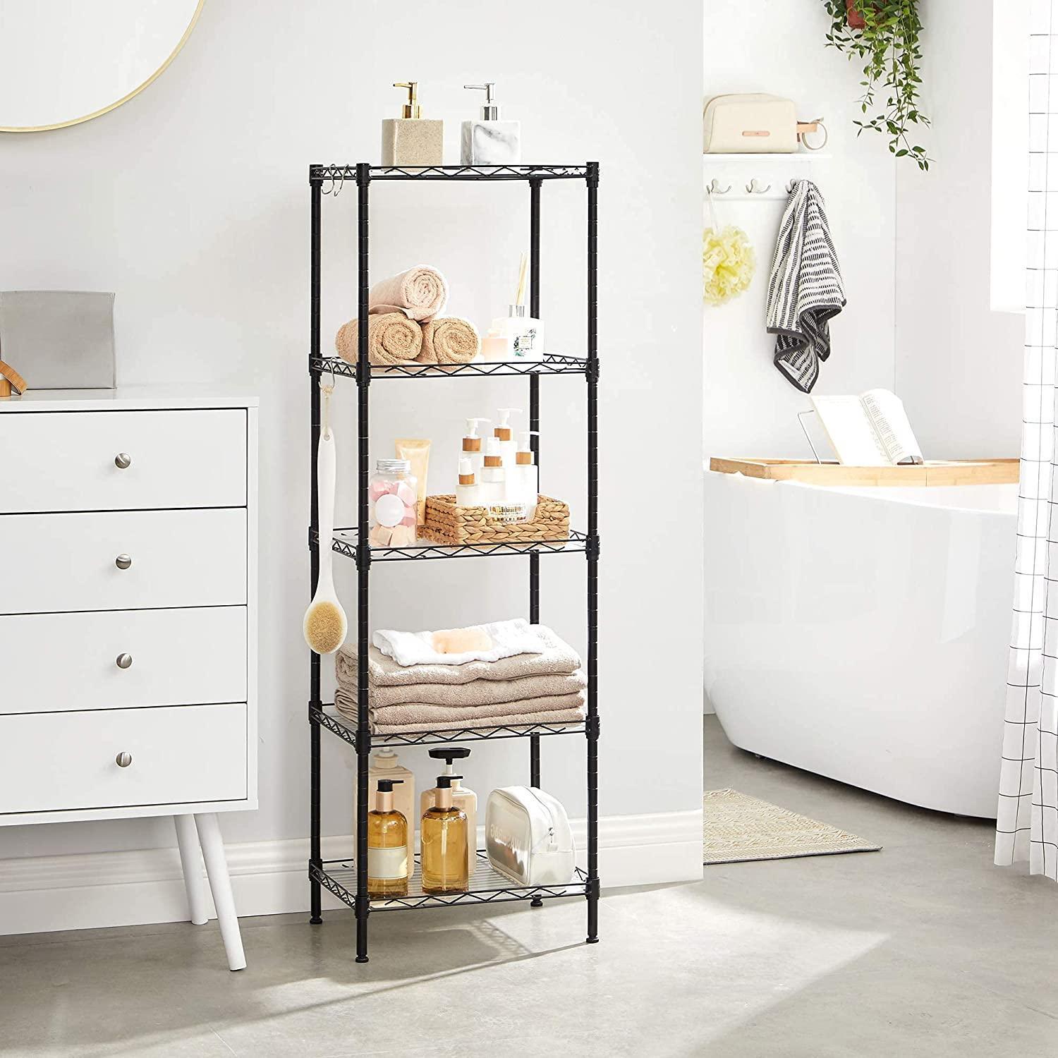 Black 5-Tier Height-Adjustable Kitchen Storage Shelf FredCo