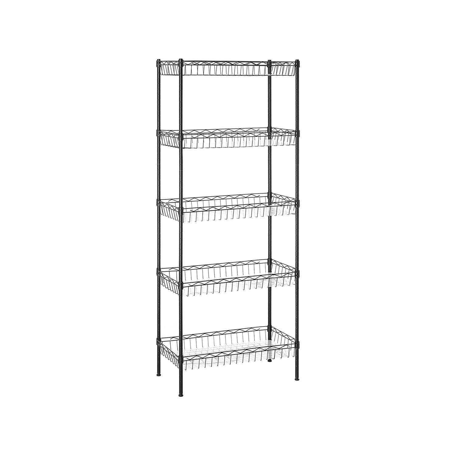 Black 59 inch Metal Storage Shelf FredCo