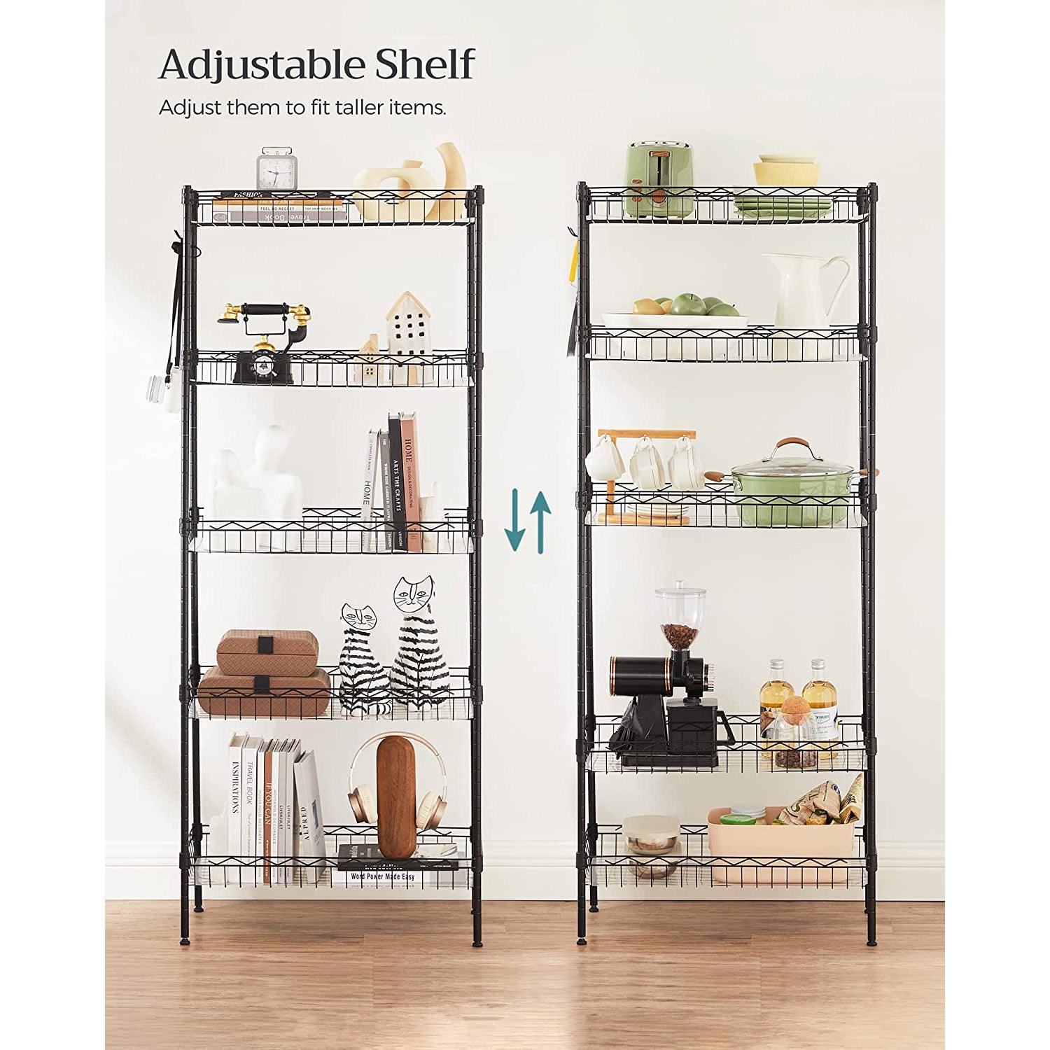 Black 59 inch Metal Storage Shelf FredCo