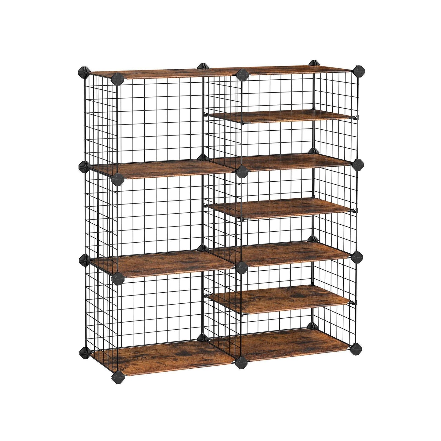 Black & Brown Cube Storage with Metal Wire for Shoes FredCo