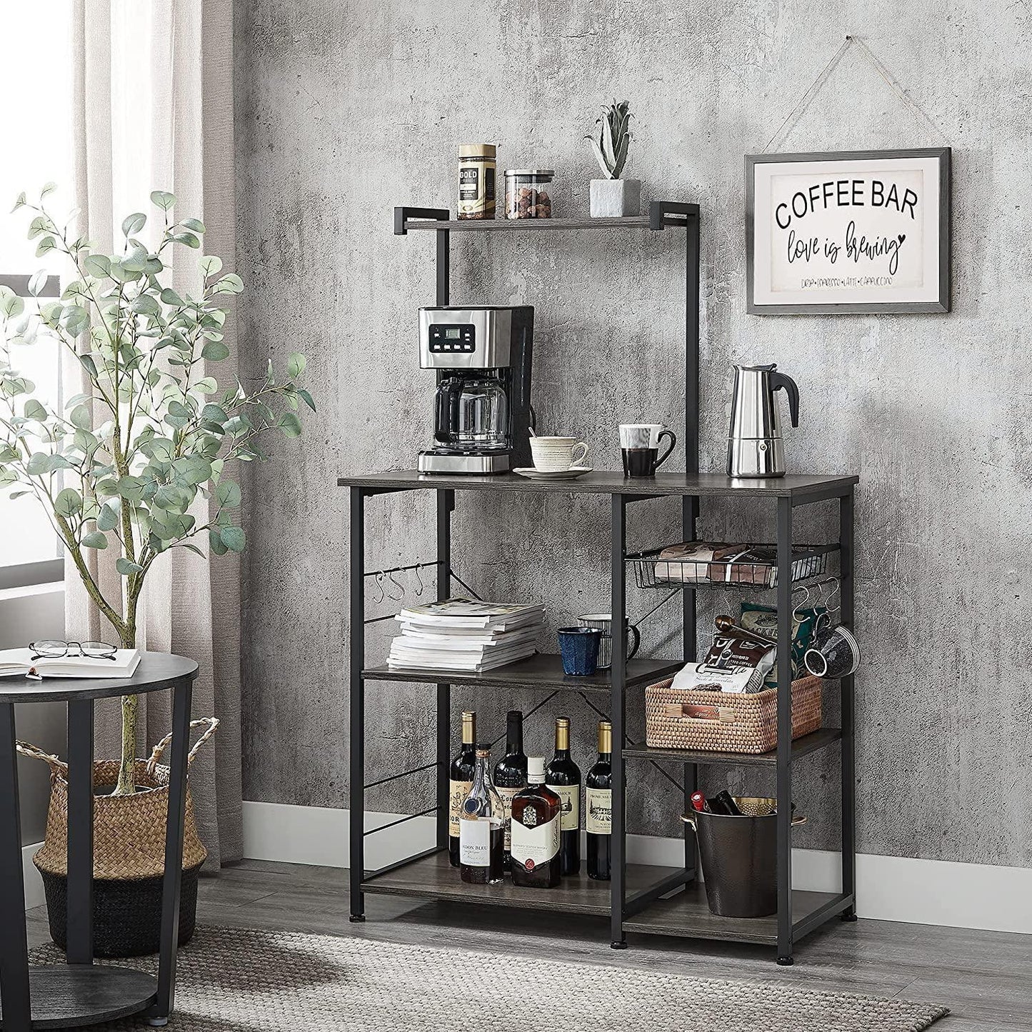 Black Baker's Rack, Charcoal Gray FredCo