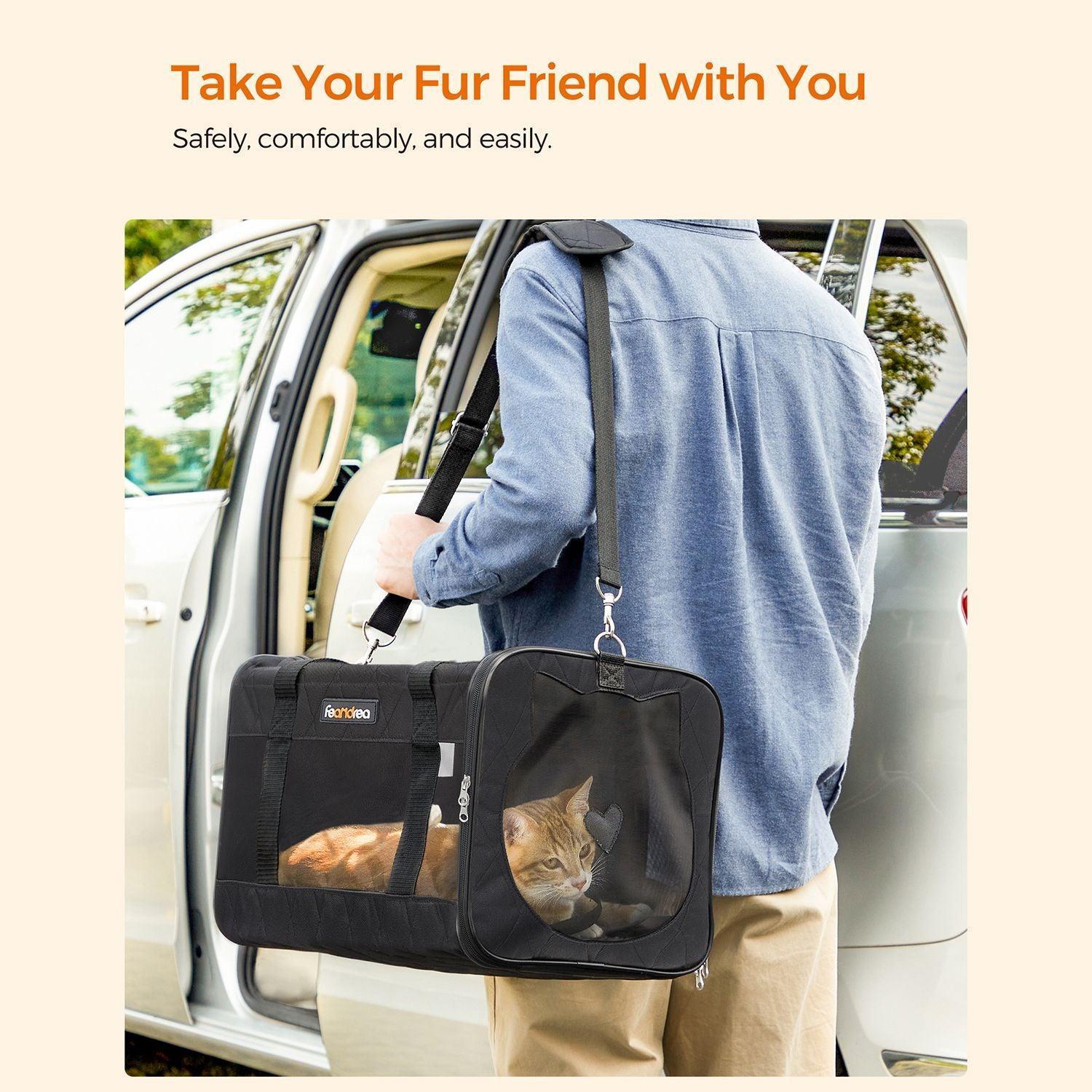 Black Cat Carrier for Travel 17 Inch FredCo