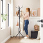 Black Coat Rack Freestanding with 12 Hooks, Entryway FredCo
