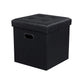 Black Faux Leather Ottoman FredCo