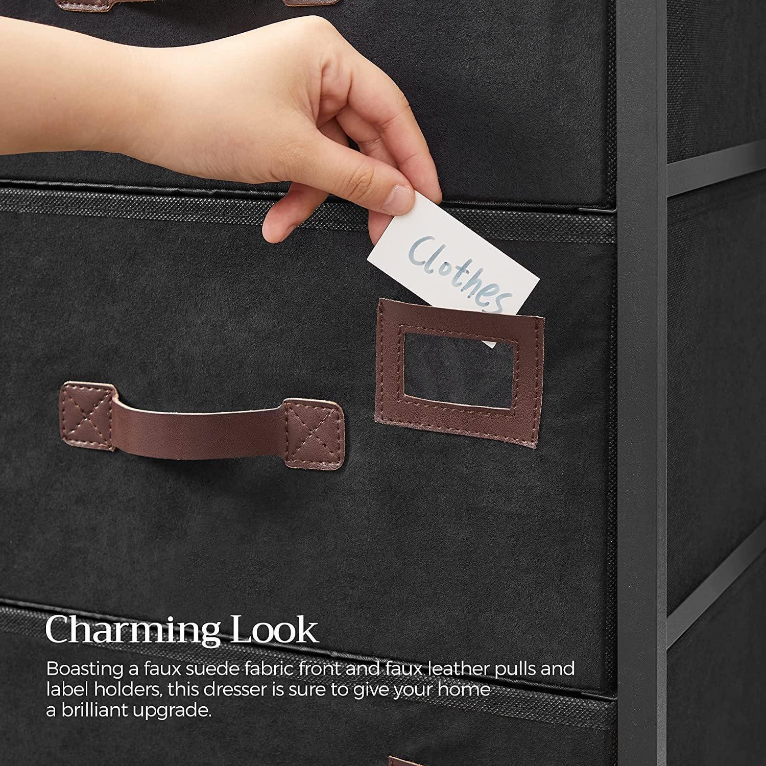 Black Floor-Standing Storage Dresser with 6 Fabric Drawers