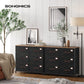 Black Floor-Standing Storage Dresser with 6 Fabric Drawers FredCo