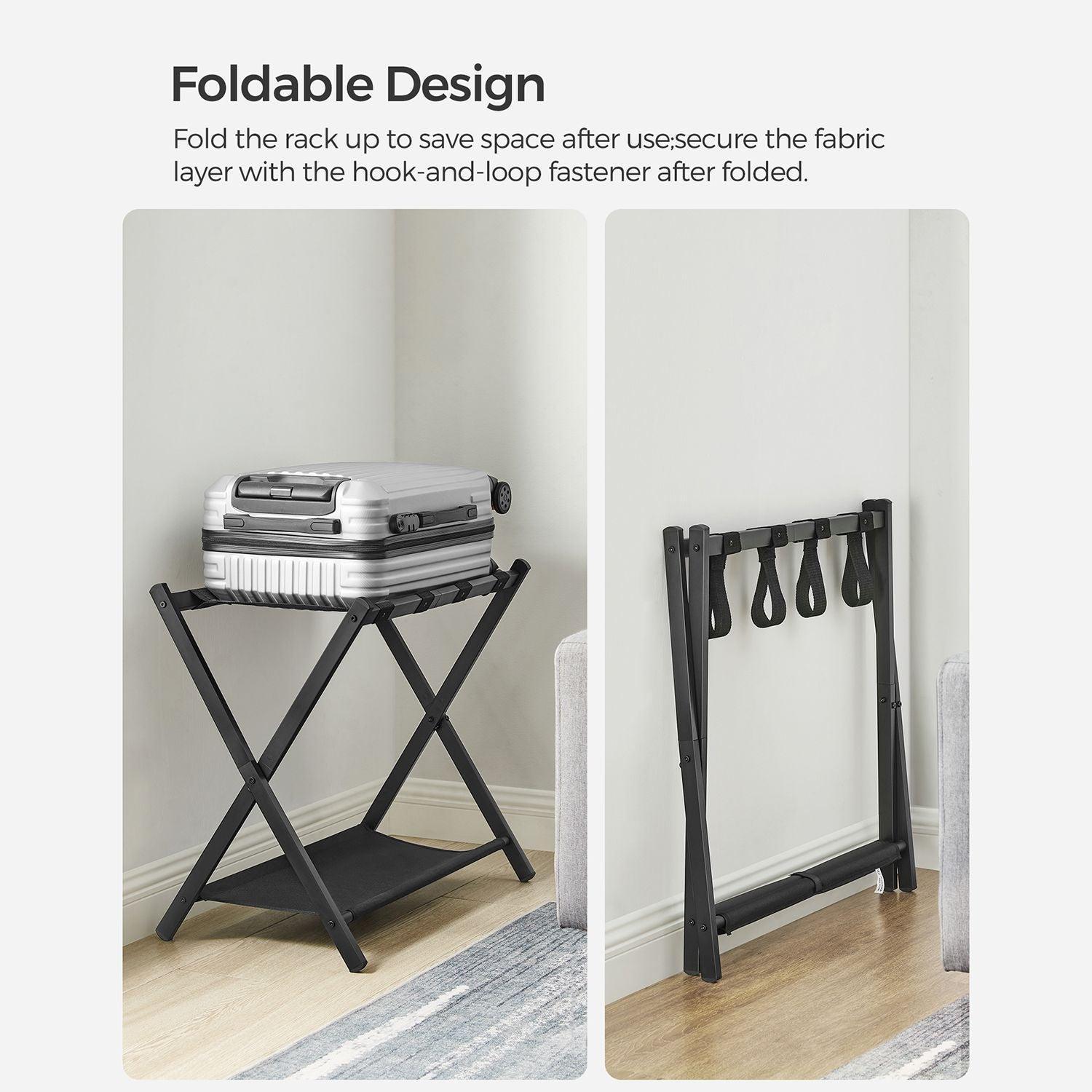 Black Foldable Luggage Rack, Hotel FredCo
