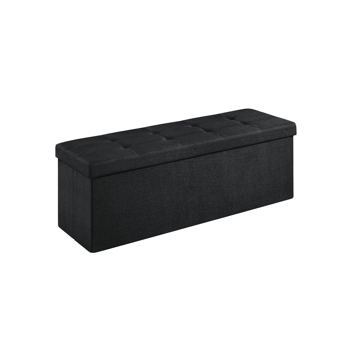 Black Folding Storage Ottoman Bench, 43 Inches FredCo