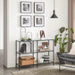 Black Frame Glass Console Table with Shelves FredCo