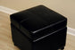 Black Full Leather Storage Cube Ottoman FredCo