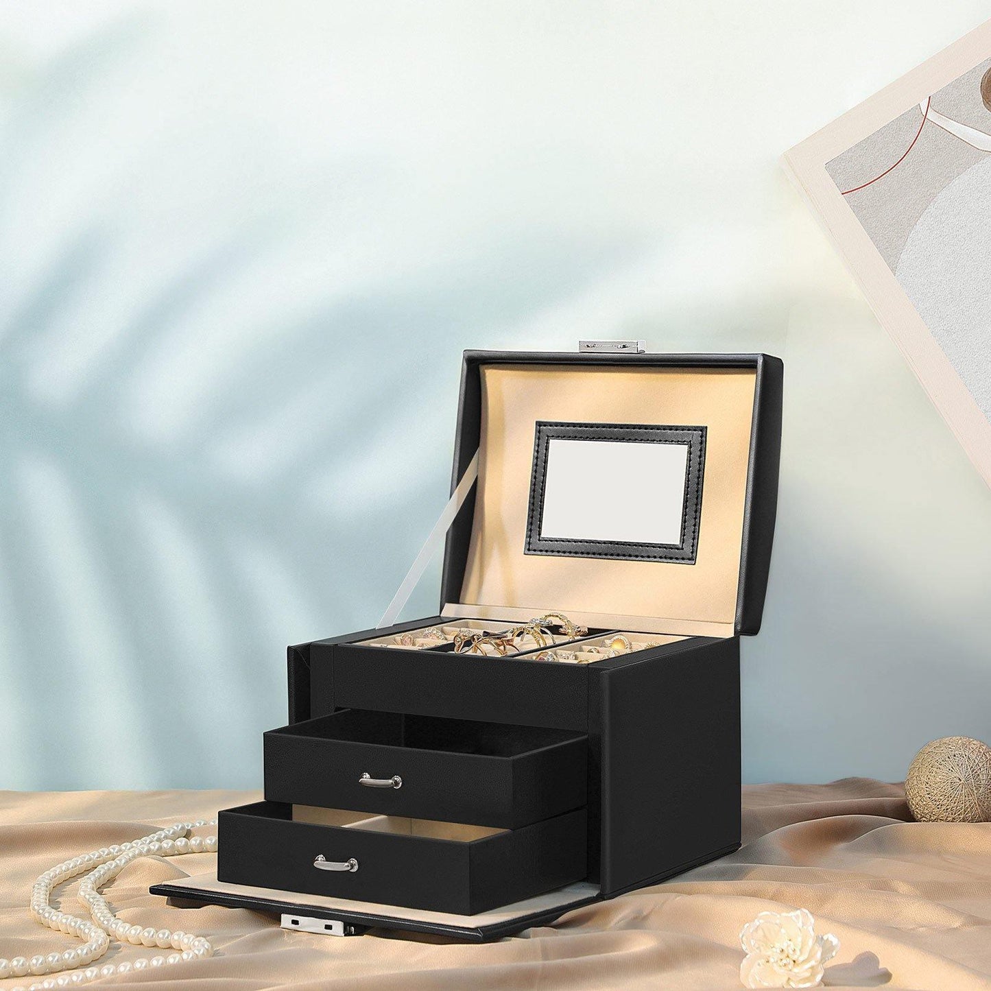 Black Jewelry Box with Lock FredCo