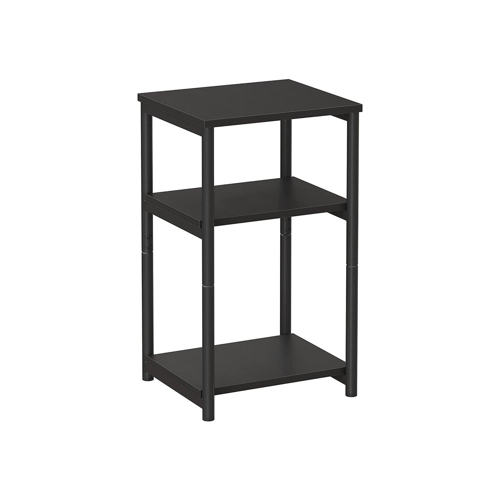 Black Side Table with Storage Shelves FredCo