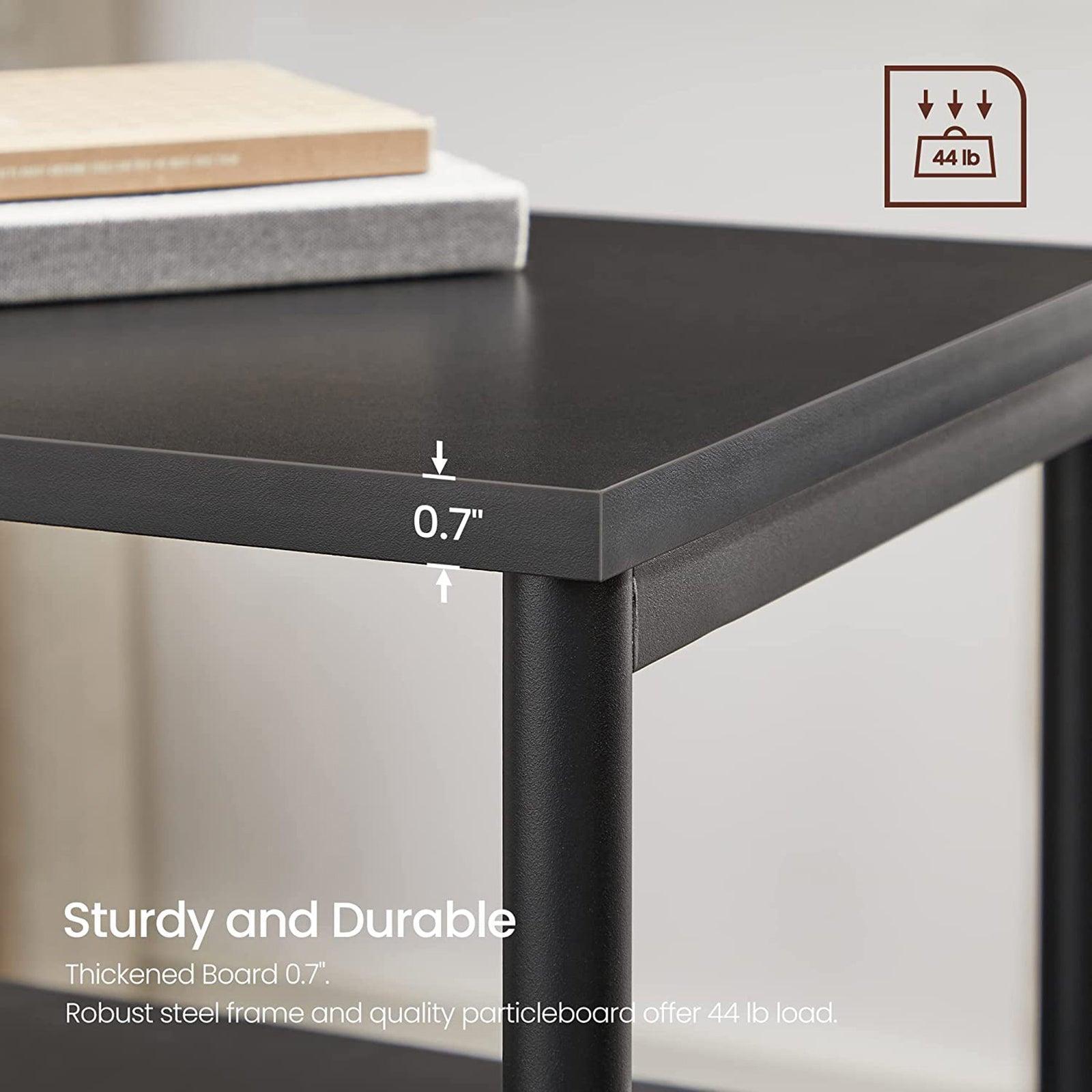 Black Side Table with Storage Shelves FredCo