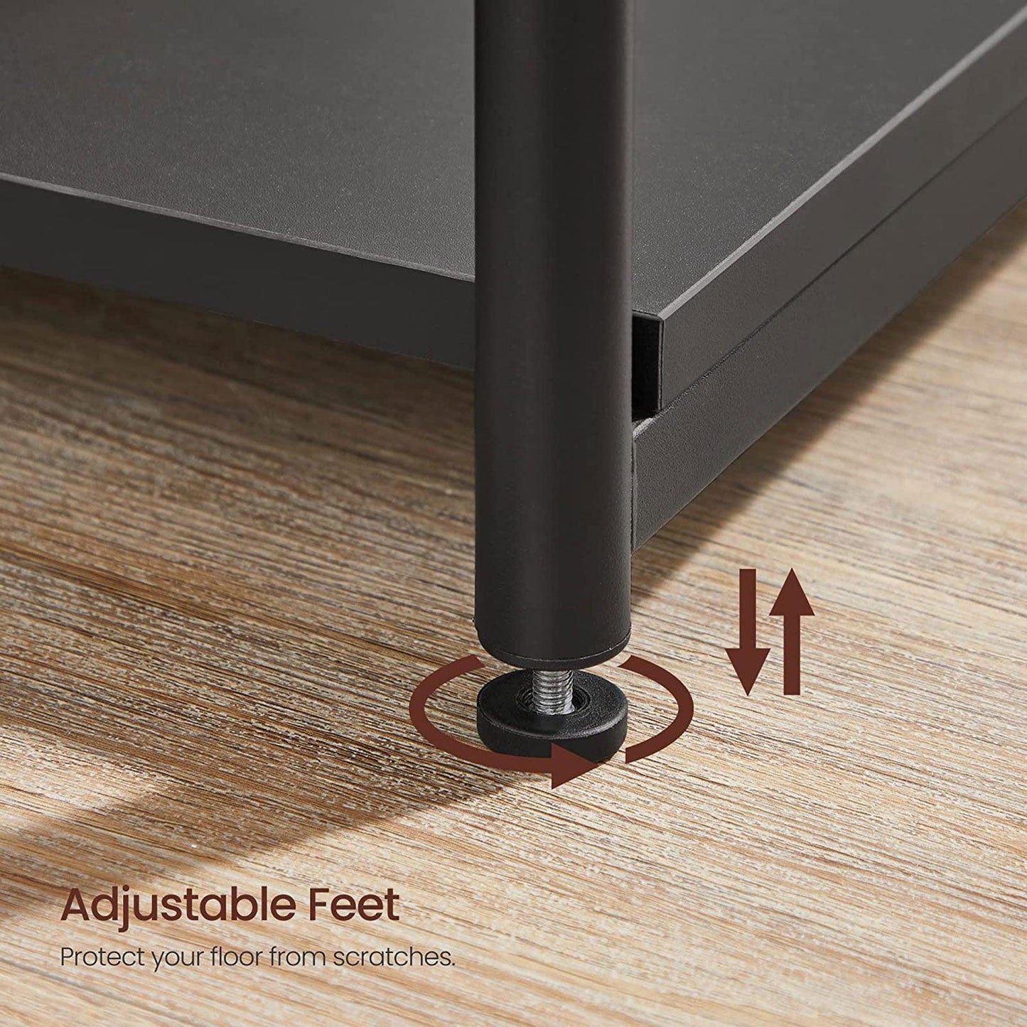 Black Side Table with Storage Shelves FredCo