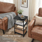 Black Side Table with Storage Shelves FredCo