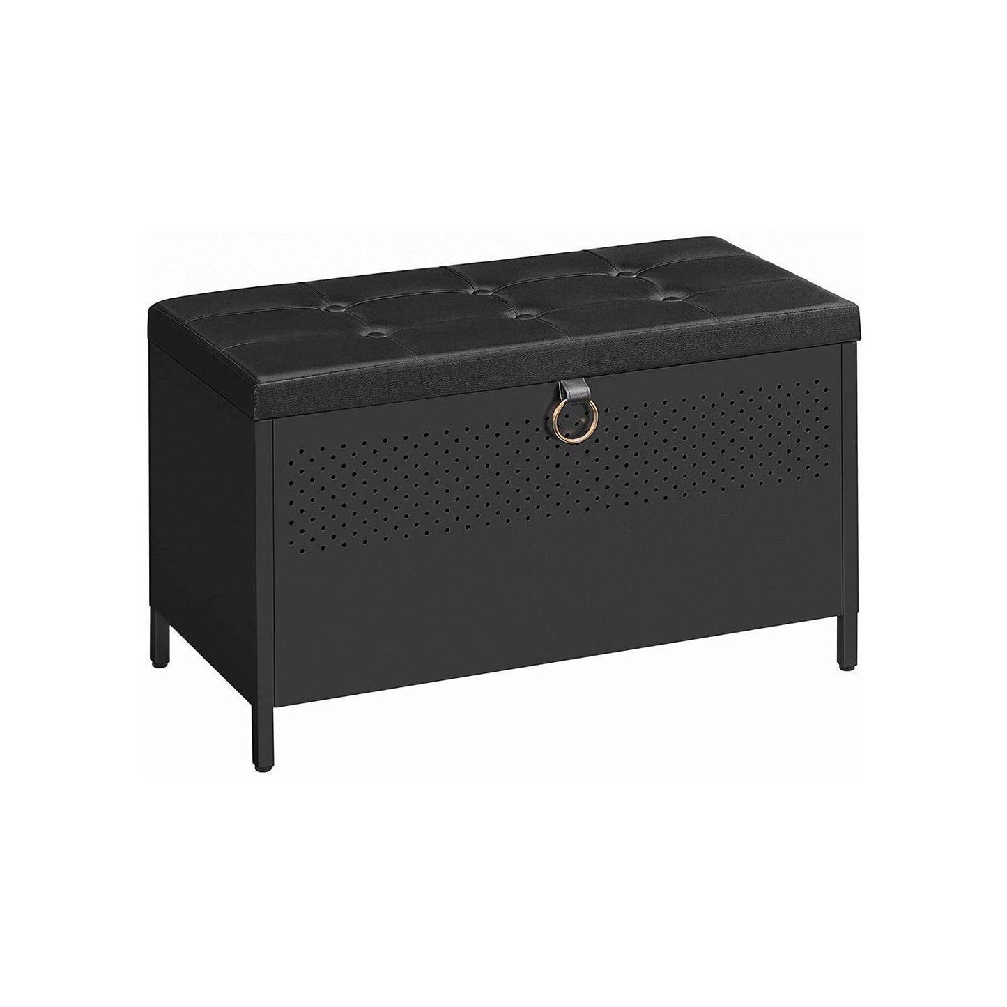 Black Storage Bench with Cushion Lid FredCo