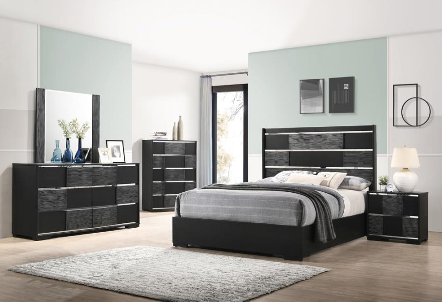Blacktoft 4-piece Eastern King Panel Bedroom Set Black Coaster FredCo