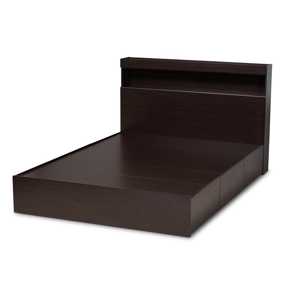 Blaine Modern and Contemporary Dark Brown Finished Wood Queen Size 6-Drawer Platform Storage Bed FredCo