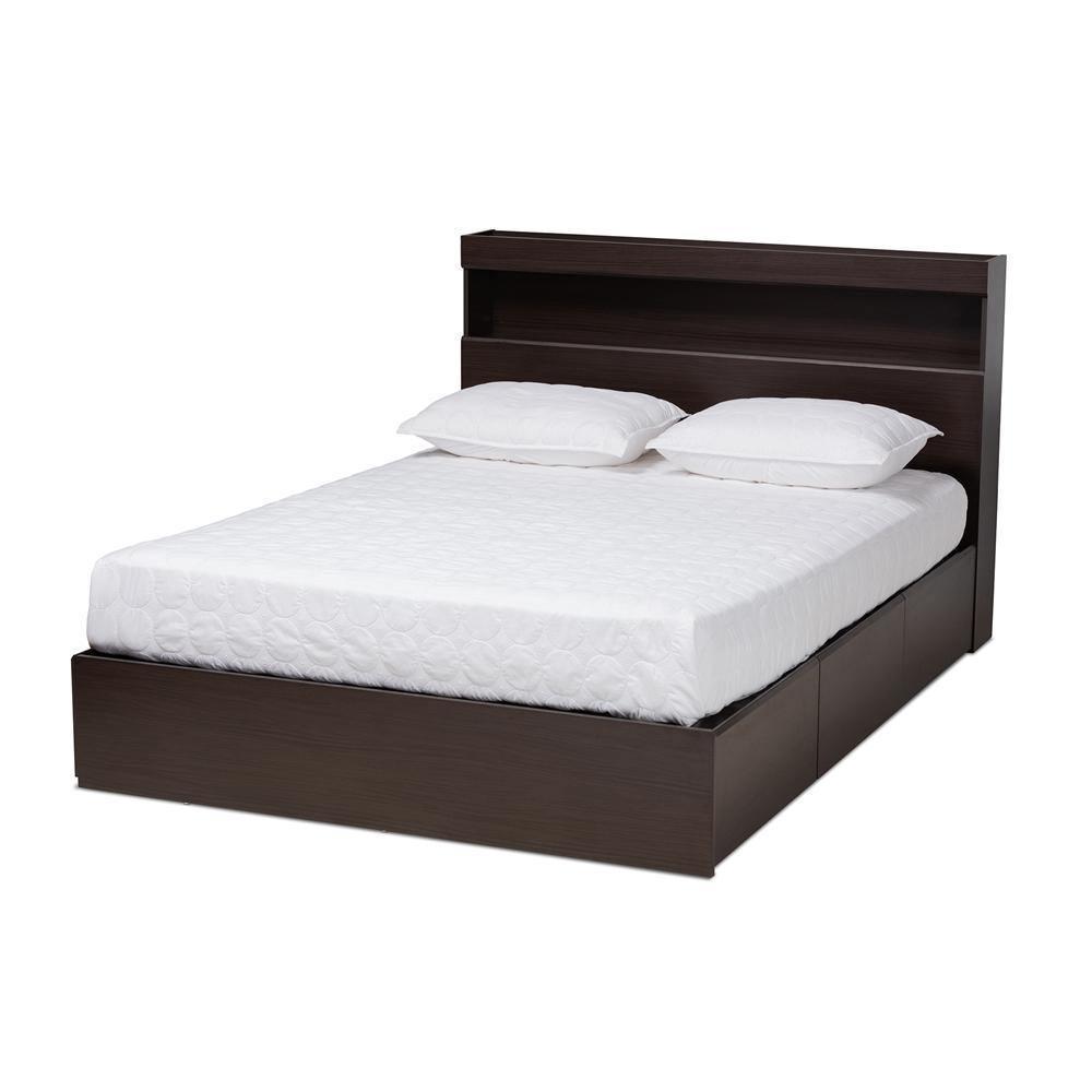 Blaine Modern and Contemporary Dark Brown Finished Wood Queen Size 6-Drawer Platform Storage Bed FredCo