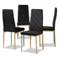 Blaise Modern Luxe and Glam Black Velvet Fabric Upholstered and Gold Finished Metal 4-Piece Dining Chair Set FredCo