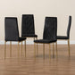 Blaise Modern Luxe and Glam Black Velvet Fabric Upholstered and Gold Finished Metal 4-Piece Dining Chair Set FredCo