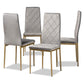 Blaise Modern Luxe and Glam Grey Velvet Fabric Upholstered and Gold Finished Metal 4-Piece Dining Chair Set FredCo