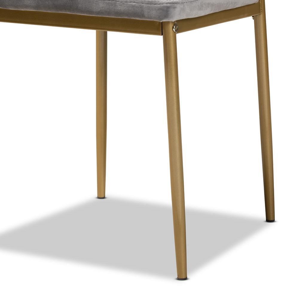 Blaise Modern Luxe and Glam Grey Velvet Fabric Upholstered and Gold Finished Metal 4-Piece Dining Chair Set FredCo
