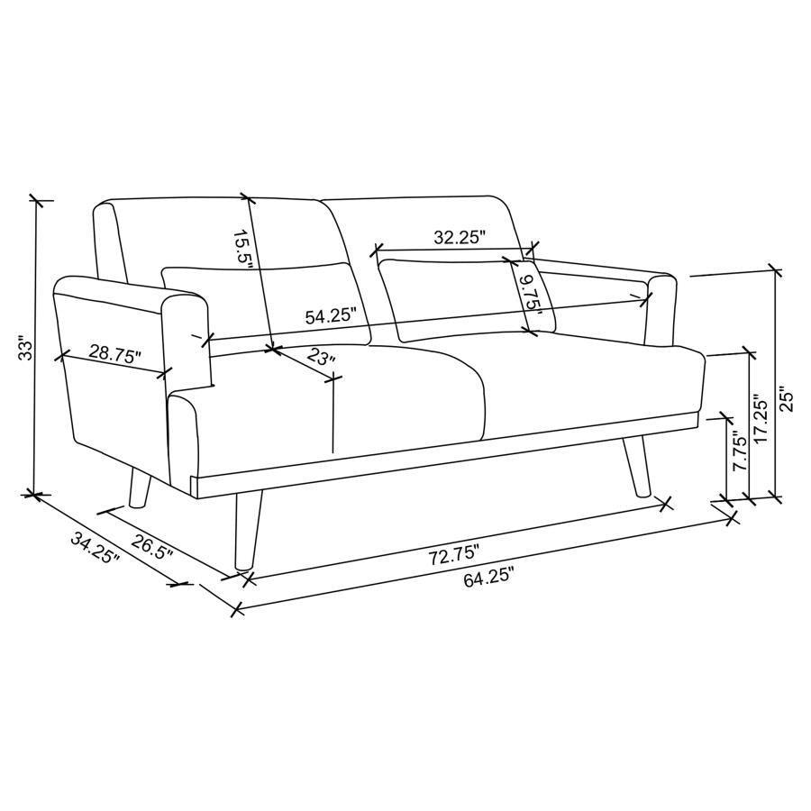 Blake 2-piece Upholstered Living Room Set with Track Arms Sharkskin and Dark Brown 511121-S2 Coaster FredCo