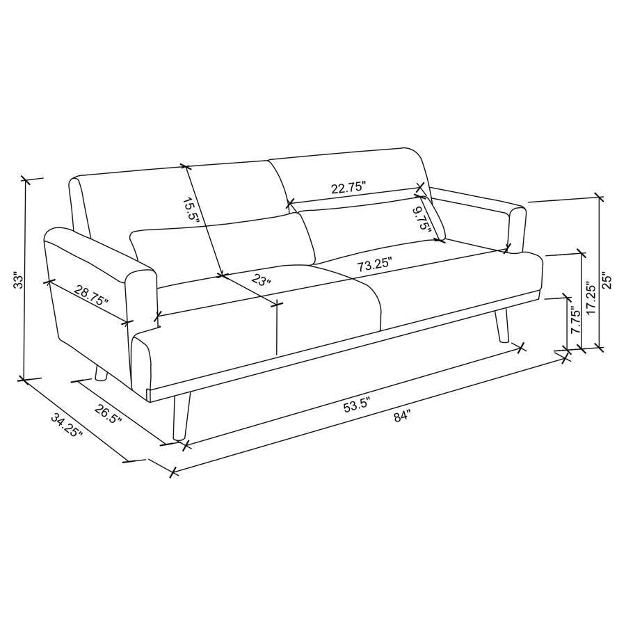 Blake 2-piece Upholstered Living Room Set with Track Arms Sharkskin and Dark Brown 511121-S2 Coaster FredCo