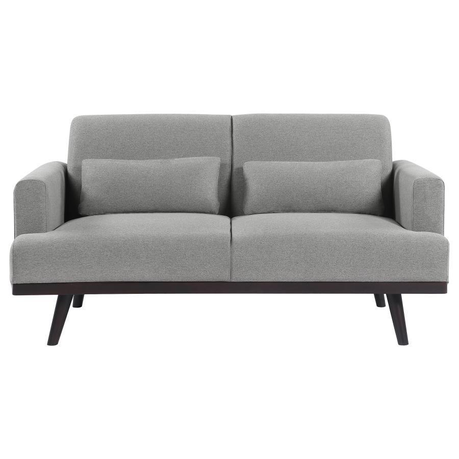 Blake 2-piece Upholstered Living Room Set with Track Arms Sharkskin and Dark Brown 511121-S2 Coaster FredCo