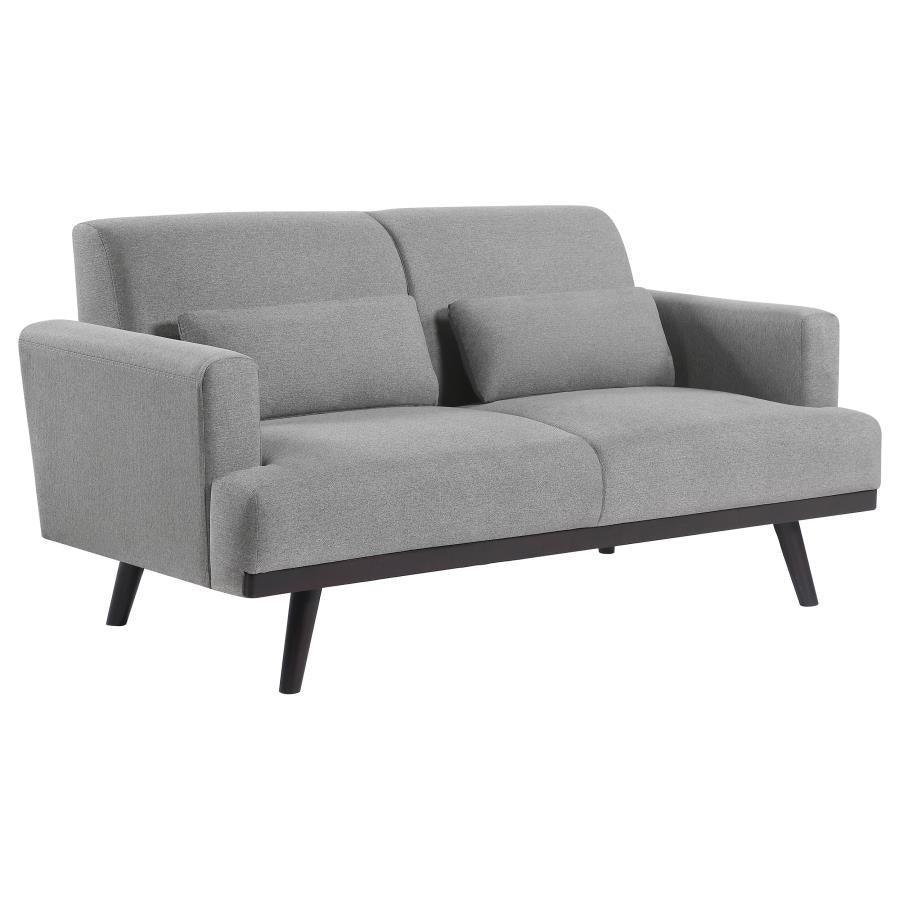 Blake 2-piece Upholstered Living Room Set with Track Arms Sharkskin and Dark Brown 511121-S2 Coaster FredCo
