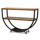Blakes Rustic Industrial Style Antique Black Textured Finish Metal Distressed Wood Console Table FredCo