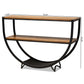 Blakes Rustic Industrial Style Antique Black Textured Finish Metal Distressed Wood Console Table FredCo